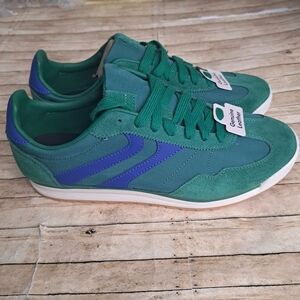 No Boundaries Mens Genuine Leather Lace-Up Green and Blue Sneakers Shoes